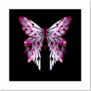 Fantasy Butterfly with Glowing Lilac Wings Posters and Art